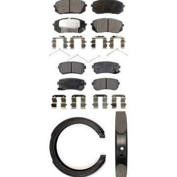 Front Rear Ceramic Brake Pads & Parking Shoes Kit For 2015-2016 Hyundai Sonata GAS engine KTN-100959