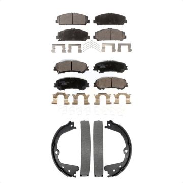 Front Rear Ceramic Brake Pads And Parking Shoes Kit For 2017-2023 Nissan TITAN KTN-100970