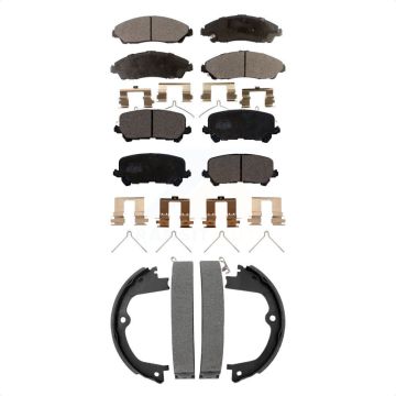 Front Rear Ceramic Brake Pads And Parking Shoes Kit For Honda Pilot Ridgeline Acura MDX KTN-100978