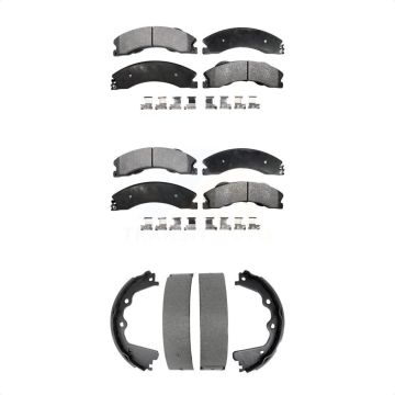 Front Rear Ceramic Brake Pads Parking Shoe Kit For GMC Chevrolet Sierra 2500 HD Silverado KTN-100980