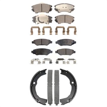 Front Rear Ceramic Brake Pads And Parking Shoes Kit For 2010-2015 Chevrolet Camaro LT LS KTN-100984
