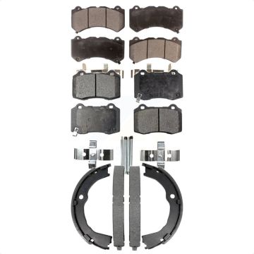 Front Rear Ceramic Brake Pads And Parking Shoes Kit For Chevrolet Camaro Cadillac CTS KTN-100986