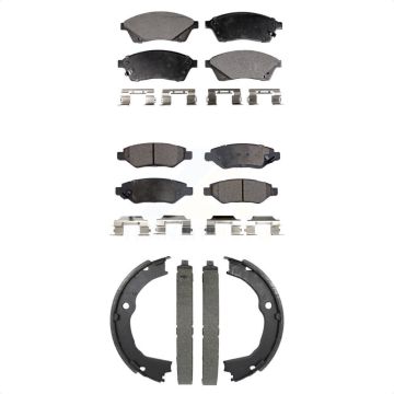 Front Rear Ceramic Brake Pads And Parking Shoes Kit For 2010-2016 Cadillac SRX KTN-100987