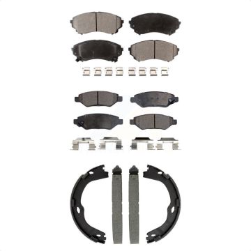 Front Rear Ceramic Brake Pads & Parking Shoes Kit For Cadillac CTS With Heavy Duty Brakes KTN-100988