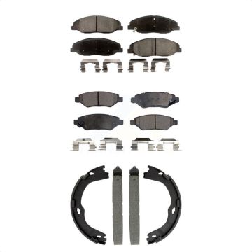 Front Rear Ceramic Brake Pads Parking Shoe Kit For Cadillac CTS Without Heavy Duty Brakes KTN-100989