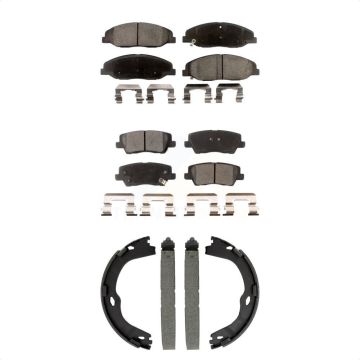 Front Rear Ceramic Brake Pads Parking Shoe Kit For Cadillac CTS Without Heavy Duty Brakes KTN-100991