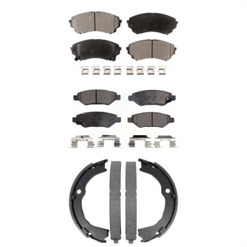 Front Rear Ceramic Brake Pads & Parking Shoes Kit For Cadillac CTS With Heavy Duty Brakes KTN-100992