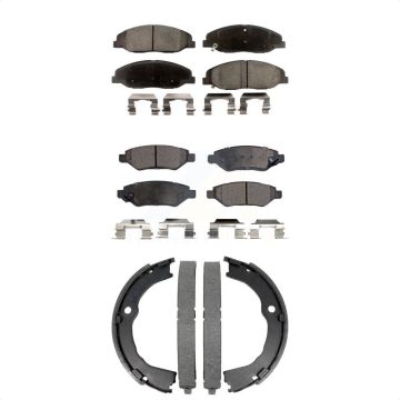 Front Rear Ceramic Brake Pads Parking Shoe Kit For Cadillac CTS Without Heavy Duty Brakes KTN-100993