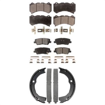 Front Rear Ceramic Brake Pads And Parking Shoes Kit For 2015 Cadillac CTS V with Coupe KTN-100996