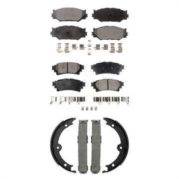 Front Rear Ceramic Brake Pads Parking Shoe Kit For 14-15 Lexus IS250 With F Sport Package KTN-101014