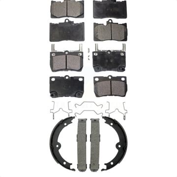 Front Rear Ceramic Brake Pads & Parking Shoe Kit For Lexus IS350 GS350 GS450h GS430 GS460 KTN-101019