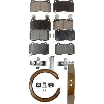 Front Rear Ceramic Brake Pads And Parking Shoes Kit For 2015-2017 Chevrolet SS KTN-101020