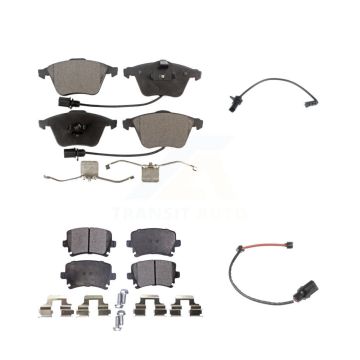Front Rear Ceramic Disc Brake Pads And Extra Wear Sensors Kit For 2011 Audi A6 KTW-100317