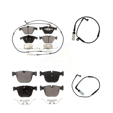 Front Rear Ceramic Disc Brake Pads And Extra Wear Sensors Kit For BMW 550i 545i 645Ci KTW-100334