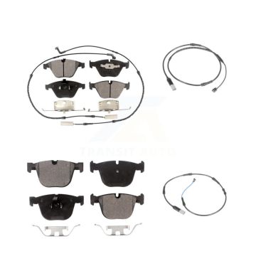 Front Rear Ceramic Disc Brake Pads Extra Wear Sensor Kit For 2010 BMW 535i Base with 3.0L KTW-100340