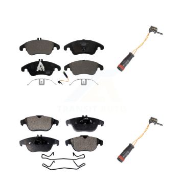 Front Rear Ceramic Brake Pads Extra Wear Sensor Kit For Mercedes-Benz C300 C350 E350 E550 KTW-100394