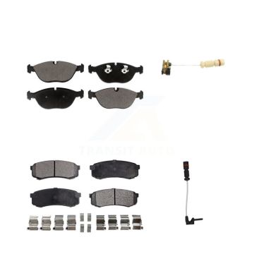 Front Rear Ceramic Disc Brake Pad And Wear Sensor Kit For 2000 Mercedes-Benz C43 AMG 4.3L KTW-100403