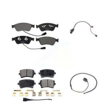 Front Rear Ceramic Disc Brake Pads And Extra Wear Sensors Kit For 2011 Audi S6 5.2L KTW-100425