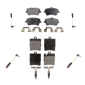 Front Rear Ceramic Brake Pads Wear Sensor Kit For 03 Mercedes-Benz CLK320 Coupe with 3.2L KTW-100568