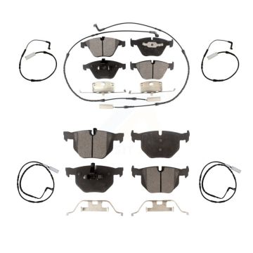 Front Rear Ceramic Disc Brake Pads And Extra Wear Sensors Kit For BMW 335i 335d 3.0L KTW-100607