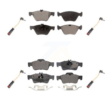 Front Rear Ceramic Disc Brake Pads And Wear Sensors Kit For Mercedes-Benz E350 E300 KTW-100625