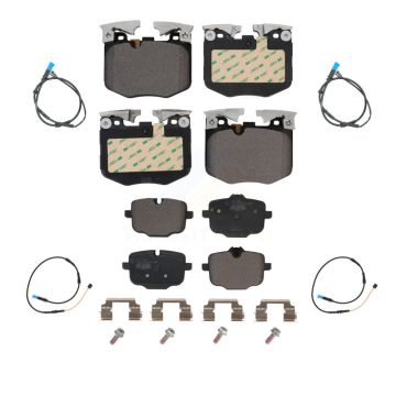 Front Rear Ceramic Brake Pad & Wear Sensor Kit For 2019 BMW X4 With Blue Painted Calipers KTW-100631