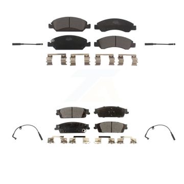 Front Rear Ceramic Brake Pad & Wear Sensor Kit For Chevrolet Silverado 1500 LD GMC Sierra KTW-100681