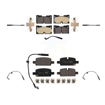 Front Rear Ceramic Brake Pad Extra Wear Sensor Kit For GMC Chevrolet Silverado 1500 Yukon KTW-100682