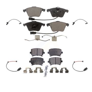 Front Rear Ceramic Disc Brake Pads And Extra Wear Sensors Kit For 2011 Audi A6 KTW-100709