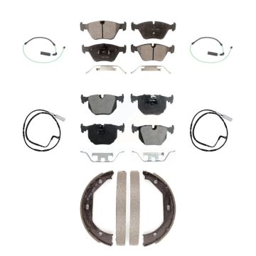 Front Rear Ceramic Disc Brake Pads And Wear Sensors Kit (7Pc) For 2005 BMW 330xi 3.0L KTW-100814