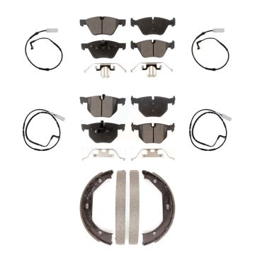 Front Rear Ceramic Disc Brake Pads And Wear Sensors Kit (7Pc) For 2006 BMW 330i KTW-100815