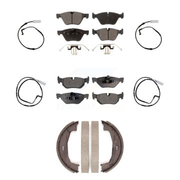 Front Rear Ceramic Disc Brake Pads And Wear Sensors Kit (7Pc) For BMW 128i 328i 323i 325i KTW-100821