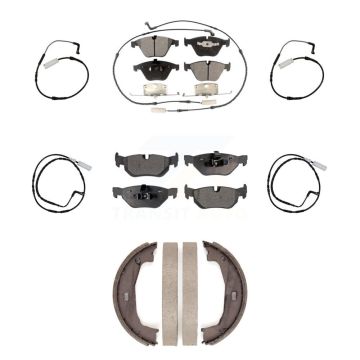 Front Rear Ceramic Disc Brake Pads And Extra Wear Sensors Kit (7Pc) For BMW 328i KTW-100823