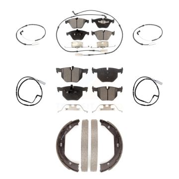 Front Rear Ceramic Brake Pad & Extra Wear Sensor Kit (7Pc) For 09-10 BMW 335i xDrive 3.0L KTW-100825