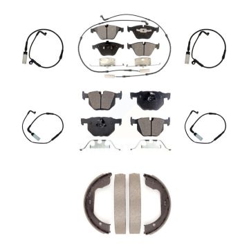 Front Rear Ceramic Brake Pads & Extra Wear Sensor Kit (7Pc) For BMW 530i 528i xDrive 525i KTW-100836