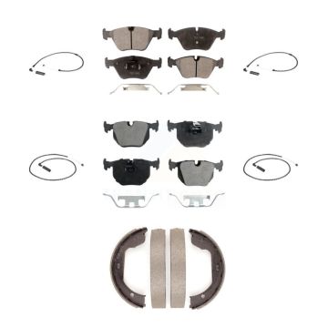 Front Rear Ceramic Disc Brake Pads And Wear Sensors Kit (7Pc) For 2004-2010 BMW X3 KTW-100838