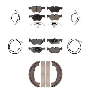 Front Rear Ceramic Disc Brake Pads And Wear Sensors Kit (7Pc) For BMW 128i 3.0L KTW-100852