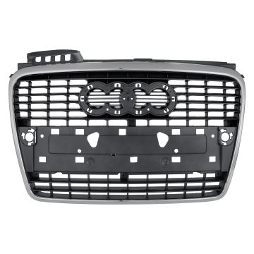 Grille Assembly w/o S-Line Pkg Silver-Gray w/Chrome Frame for Audi S4 A4