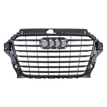 Grille Assembly w/o S-Line Pkg Matte Black for Audi A3 2015-2016