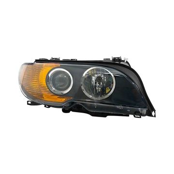 Headlight Assembly Composite Right Halogen w/Yellow Turn Indicator From 3/03 for BMW 325Ci Convertible Coupe 2003-2006