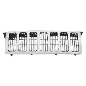 Grille Assembly w/Vertical Bar Insert Chrome for Jeep Commander 2006-2010