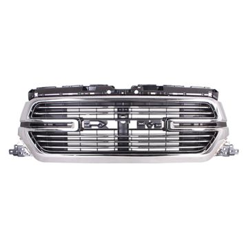 Grille Assembly w/o Surround View Camera Chrome Grille/Chrome Surround for Ram 1500 2019-2022