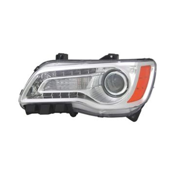 Headlight Assembly Composite Left Halogen Chrome Bezel for Chrysler 300 Sedan 2011-2014