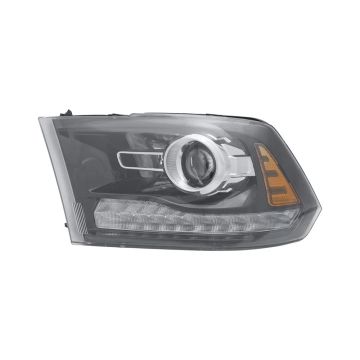 Headlight Assembly Composite Left Halogen Projector Type Black Bezel for Ram 1500 Sport 2013-2014