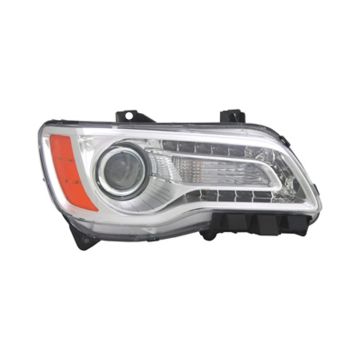 Headlight Assembly Composite Right Halogen Chrome Bezel for Chrysler 300 Sedan 2011-2014