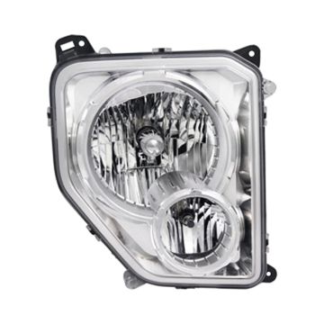 Headlight Assembly Composite Right w/Fog Lamps Chrome Bezel Round Bulb Shield for Jeep Liberty 2010-2012