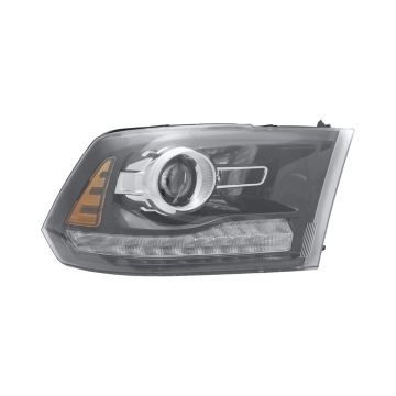 Headlight Assembly Composite Right Halogen Projector Type Black Bezel for Ram 1500 Sport 2013-2014