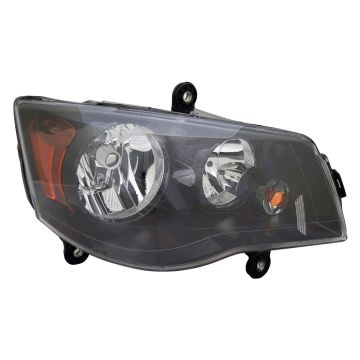 Headlight Assembly Composite Right Halogen Quad Lamps w/Black Bezel for Dodge Grand Caravan Chrysler Town & Country