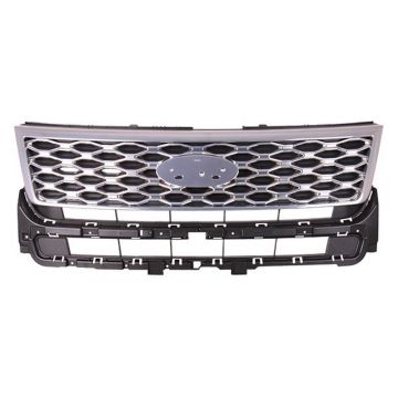 Grille Assembly Satin Chrome for Ford Explorer Platinum 2016-2017