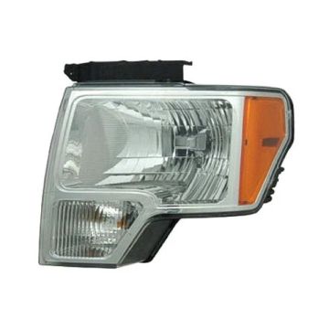 Headlight Assembly Composite Left Chrome Trim for Ford F-150 FX4 Platinum STX XL XLT King Ranch Lariat Harley-Davidson Edition Lariat Limited 2009-2014